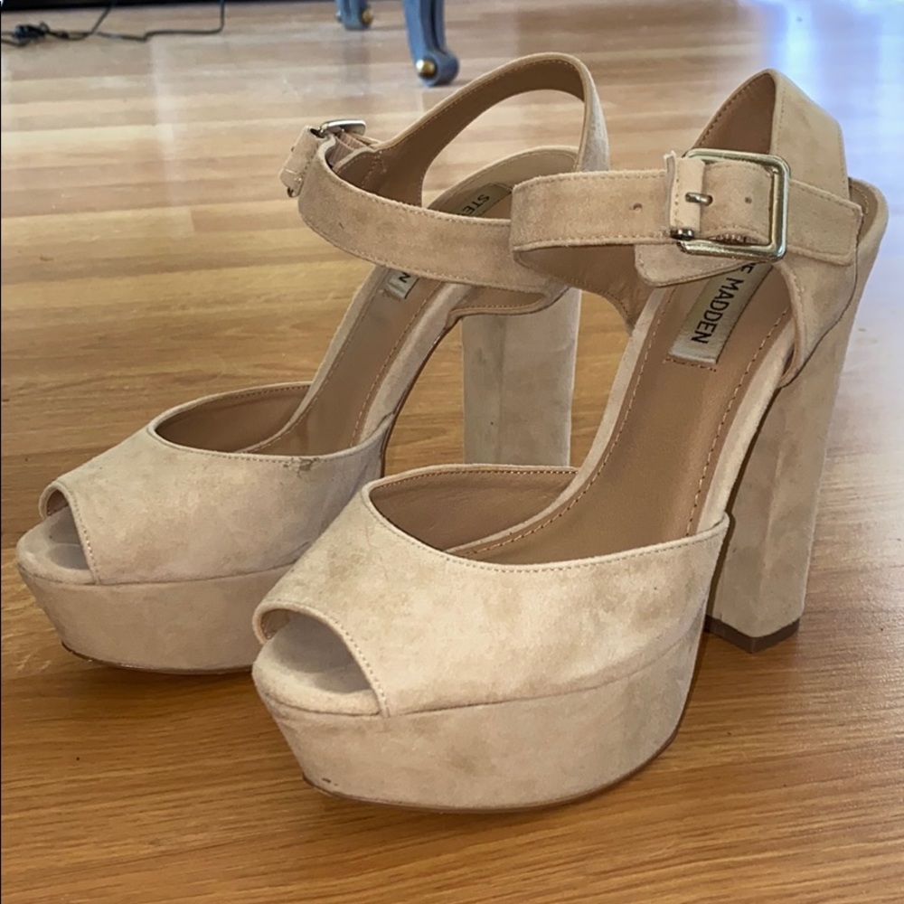 Steve Madden Nude Suede Platform Heels